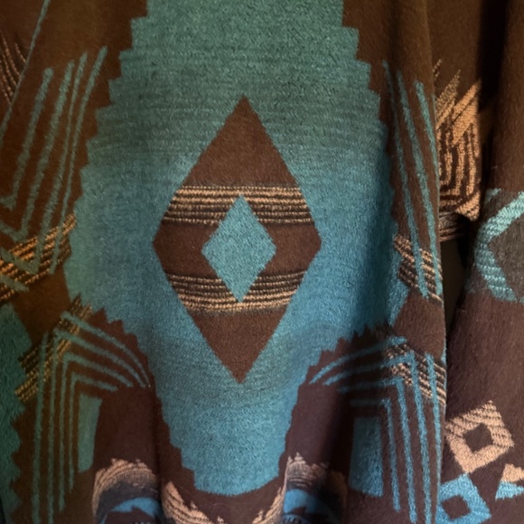 Vintage Rhonda Stark Aztec Southwestern Blanket Coat Jacket Wool Blend Boho - Picture 11 of 16